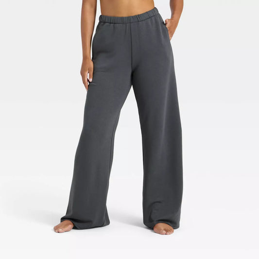 Women'S Peachysoft French Terry Fleece Wide Leg Lounge Pants - Wild Fable